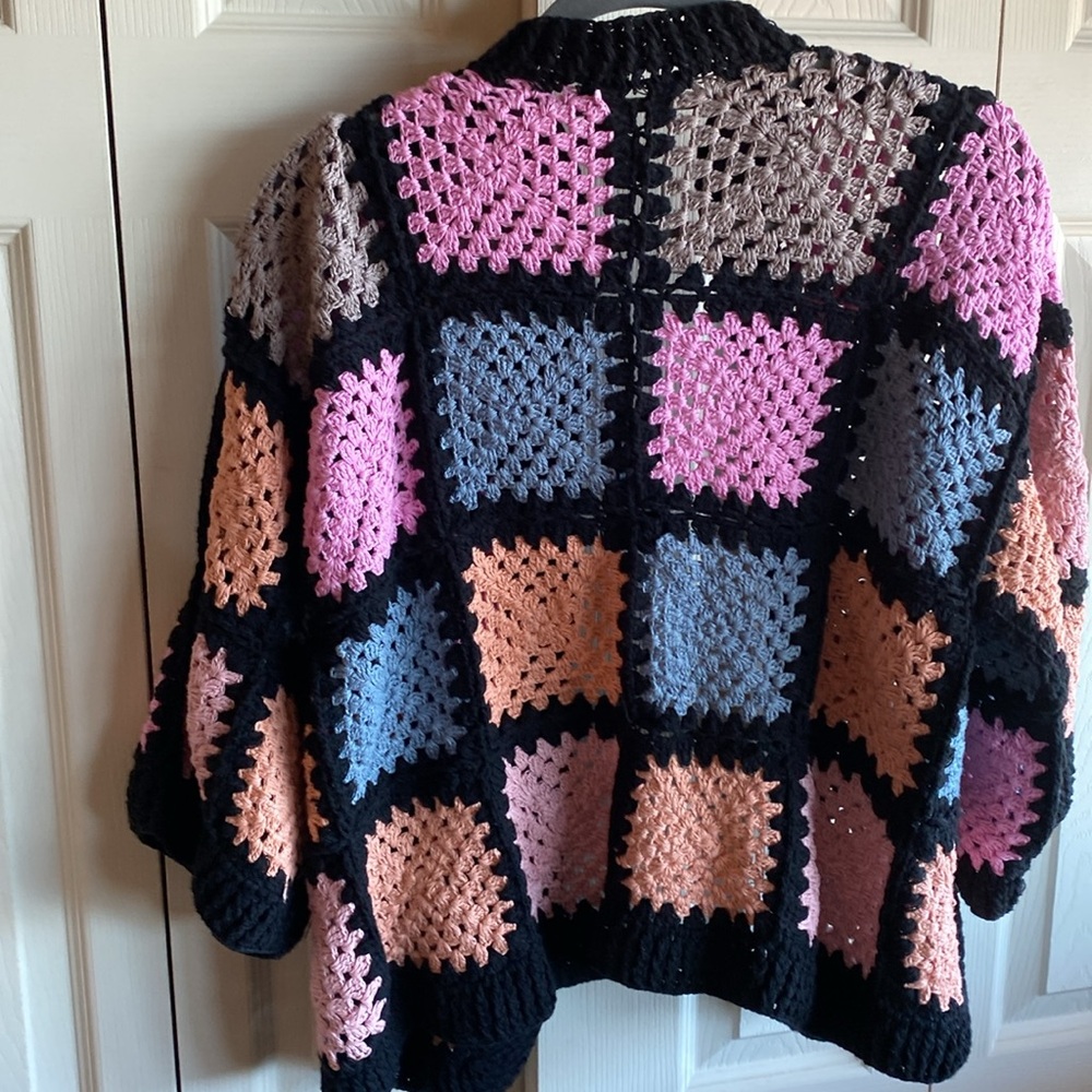 SAACHI NWT Vintage Inspired Boho Granny Square Knit Cardigan Sweater size O/S - Picture 6 of 17